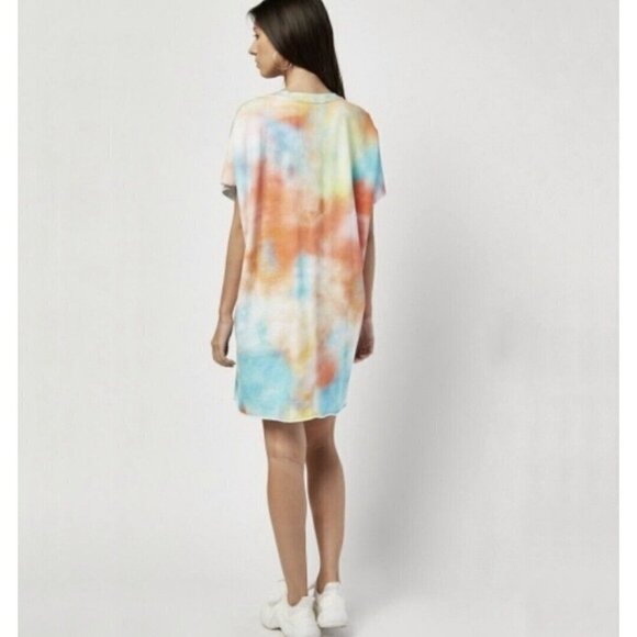 Zara Trafaluc Sz M Tie Dye Print Oversized Sweatshirt Shift Dress 80s Colorful - Picture 8 of 12